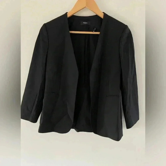 Theory Lindrayia B Wool Blazer size 4 black - Picture 2 of 6